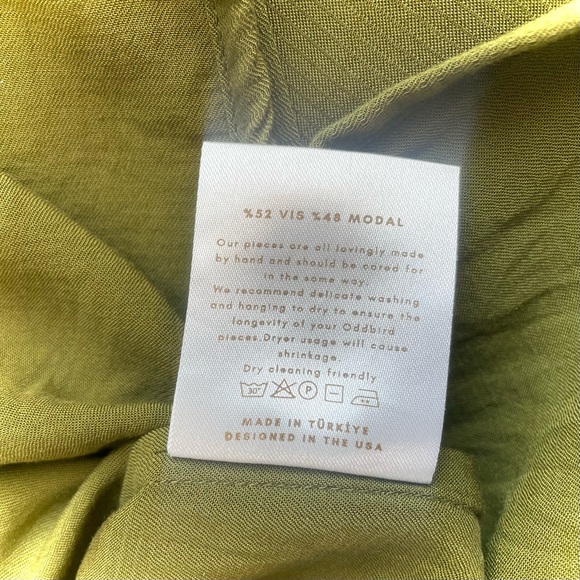 ODDBIRD | S | Olive Ruya Reya Tunic Flowy Short Sleeve Zip Neck Tie Dress - Picture 10 of 15